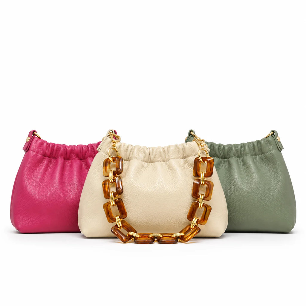 Italian Leather Clutch and Crossbody Bag