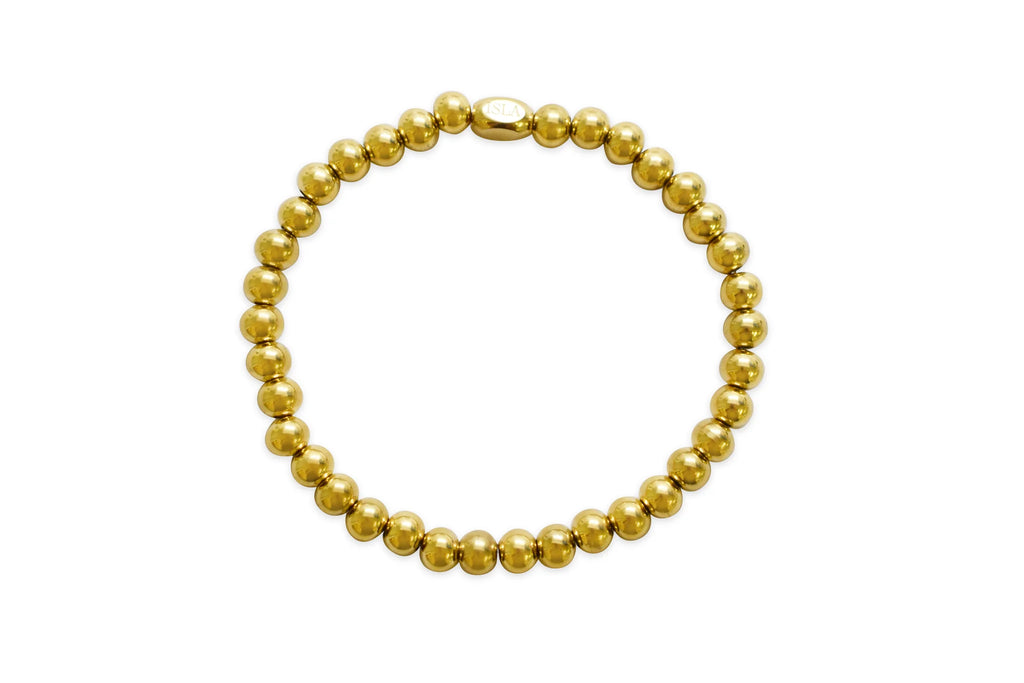 Plain Ball 6mm Bracelet | Gold