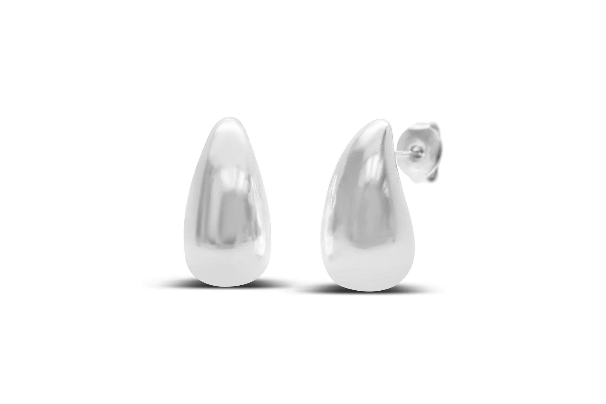 Water Droplet Stud Earrings | Silver