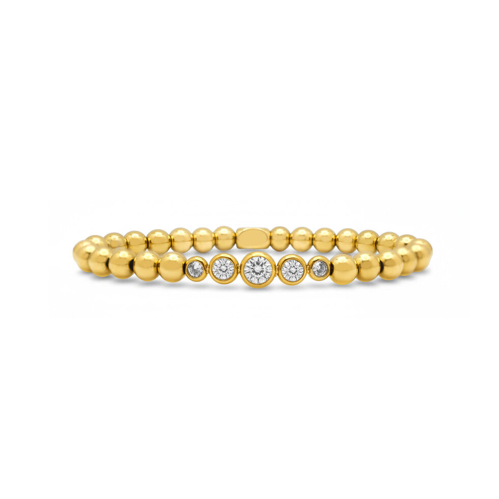 24/7 Stretch Graduated CZ Bezel Bracelet | Crystal Clear Gold