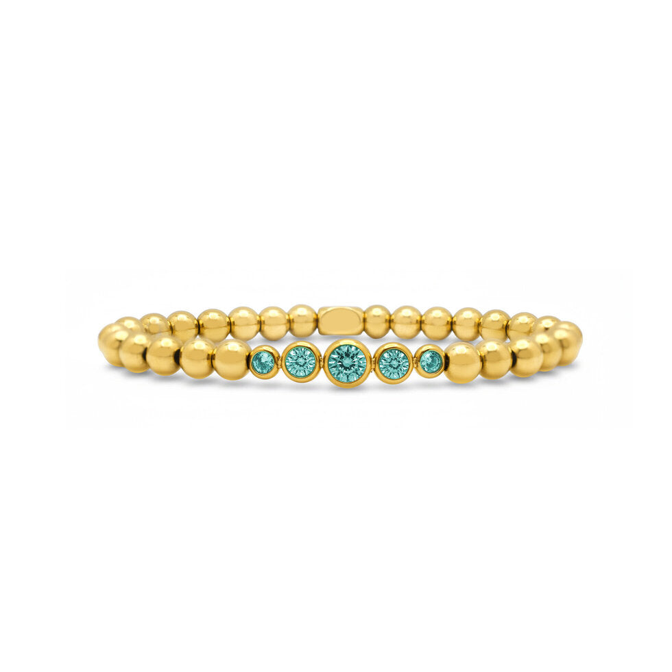 24/7 Stretch Graduated CZ Bezel Bracelet | 'Turqs' & Caicos Gold