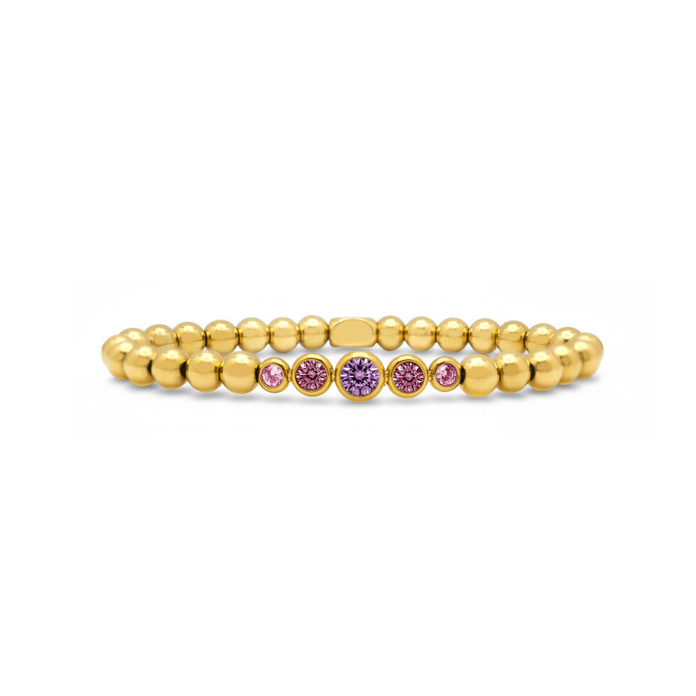 24/7 Stretch Graduated CZ Bezel Bracelet | Violet Tides Gold