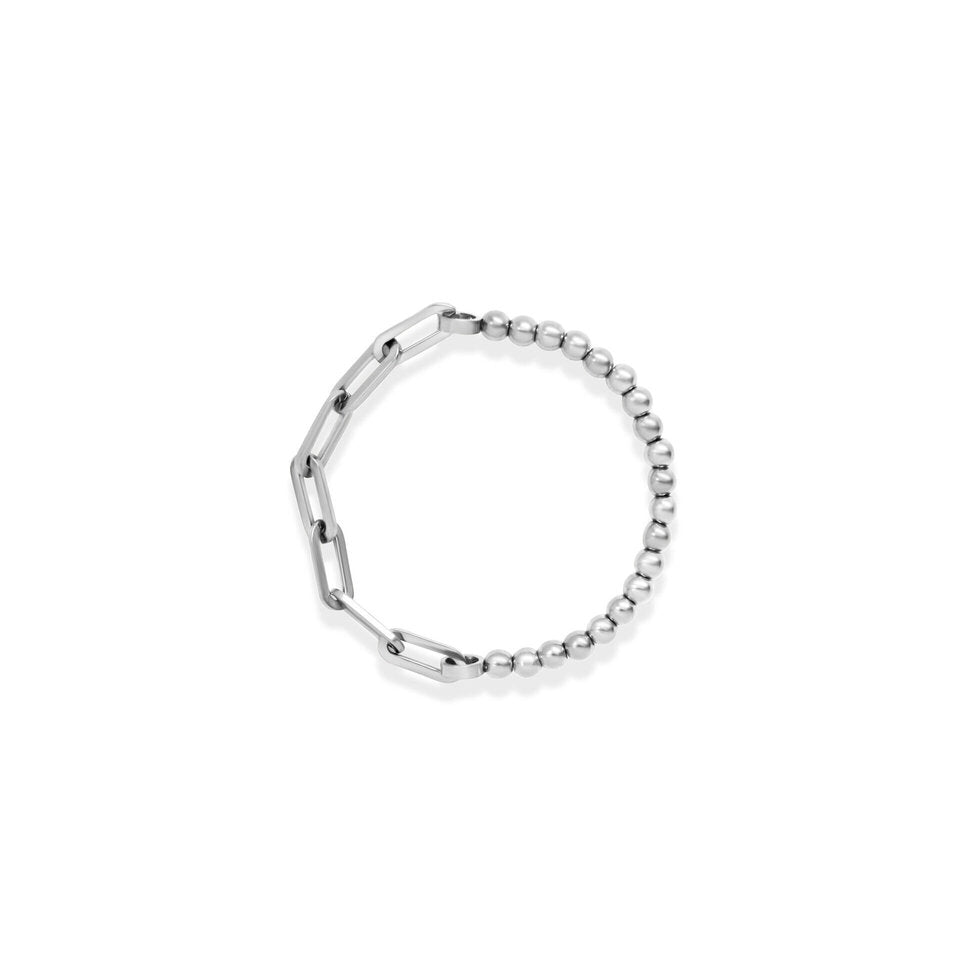 Half & Half Metal Ball Bracelet | Silver