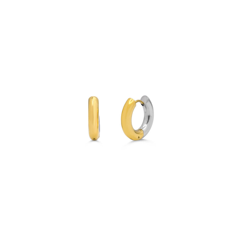 Half & Half Bold Seamless Hoop Earrings 16mm | Two-Tone