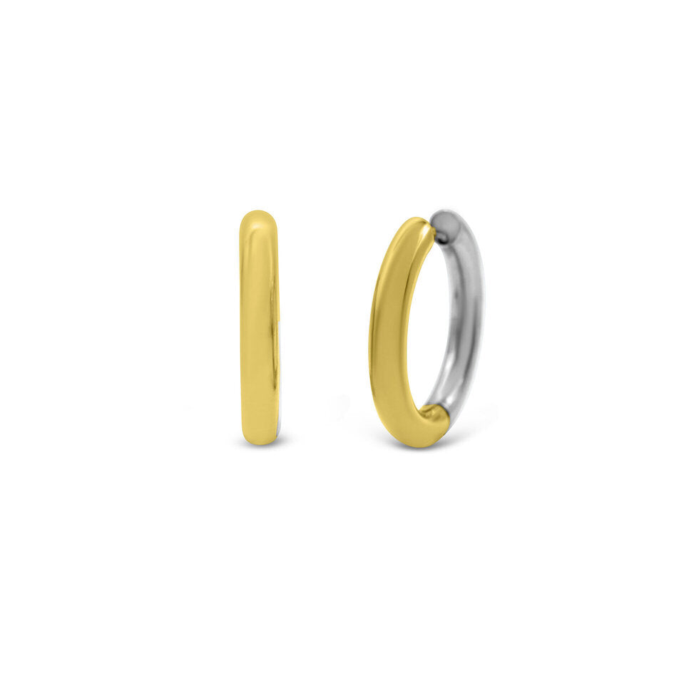 Half & Half Seamless Hoop Earrings 25mm| Two-Tone
