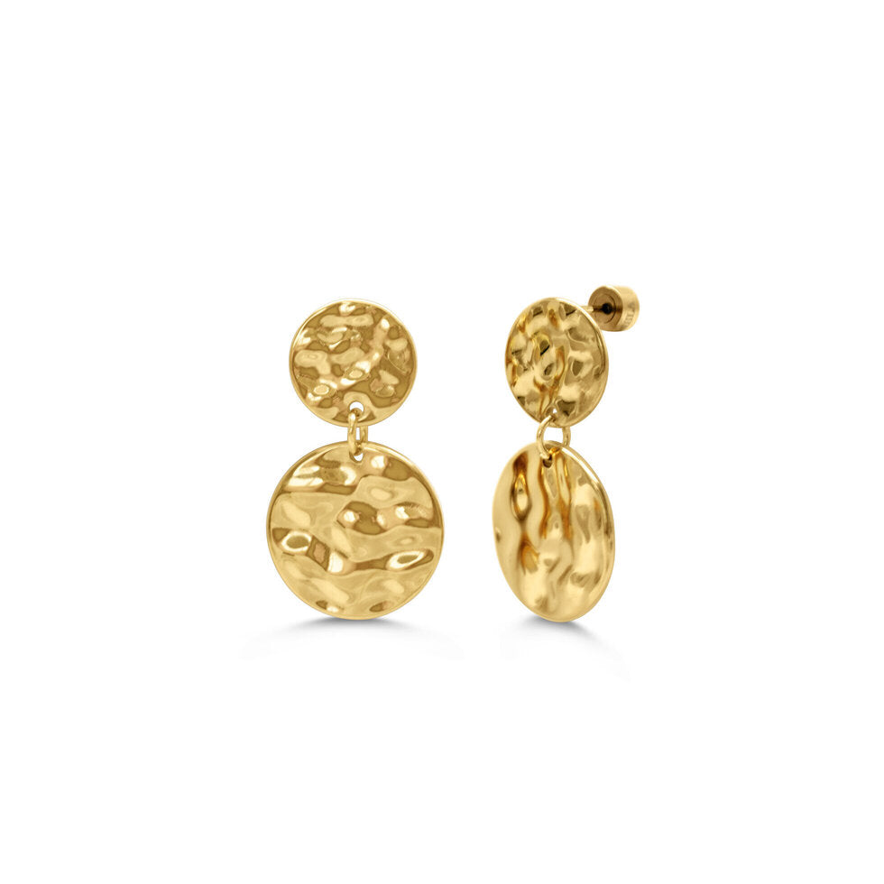 Double Hammered Coin Earrings