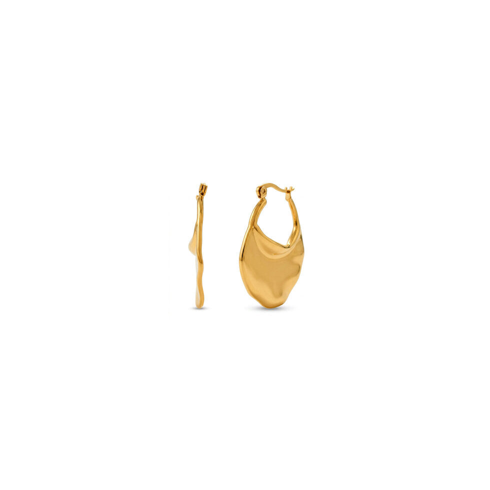 Molten Wave Hoop Earrings | Gold