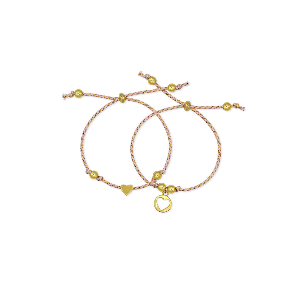 One For You, One For Me Heart Cord Bracelet Set