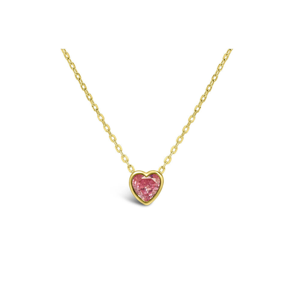 Bezel Heart Birthstone Necklace | October
