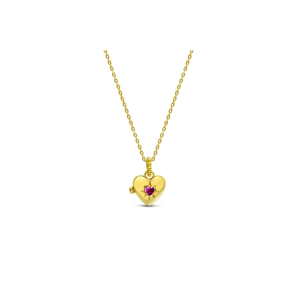 Locket with Heart CZ Bezel Necklace