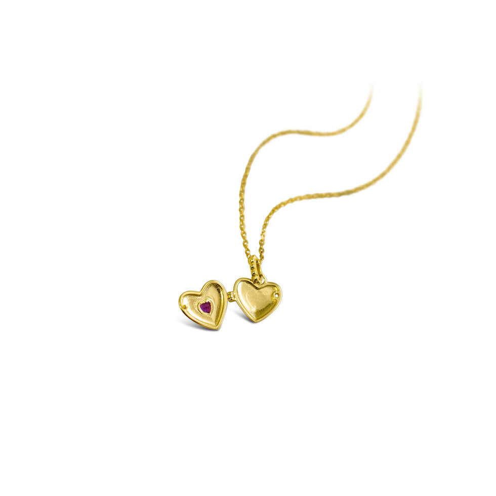 Locket with Heart CZ Bezel Necklace