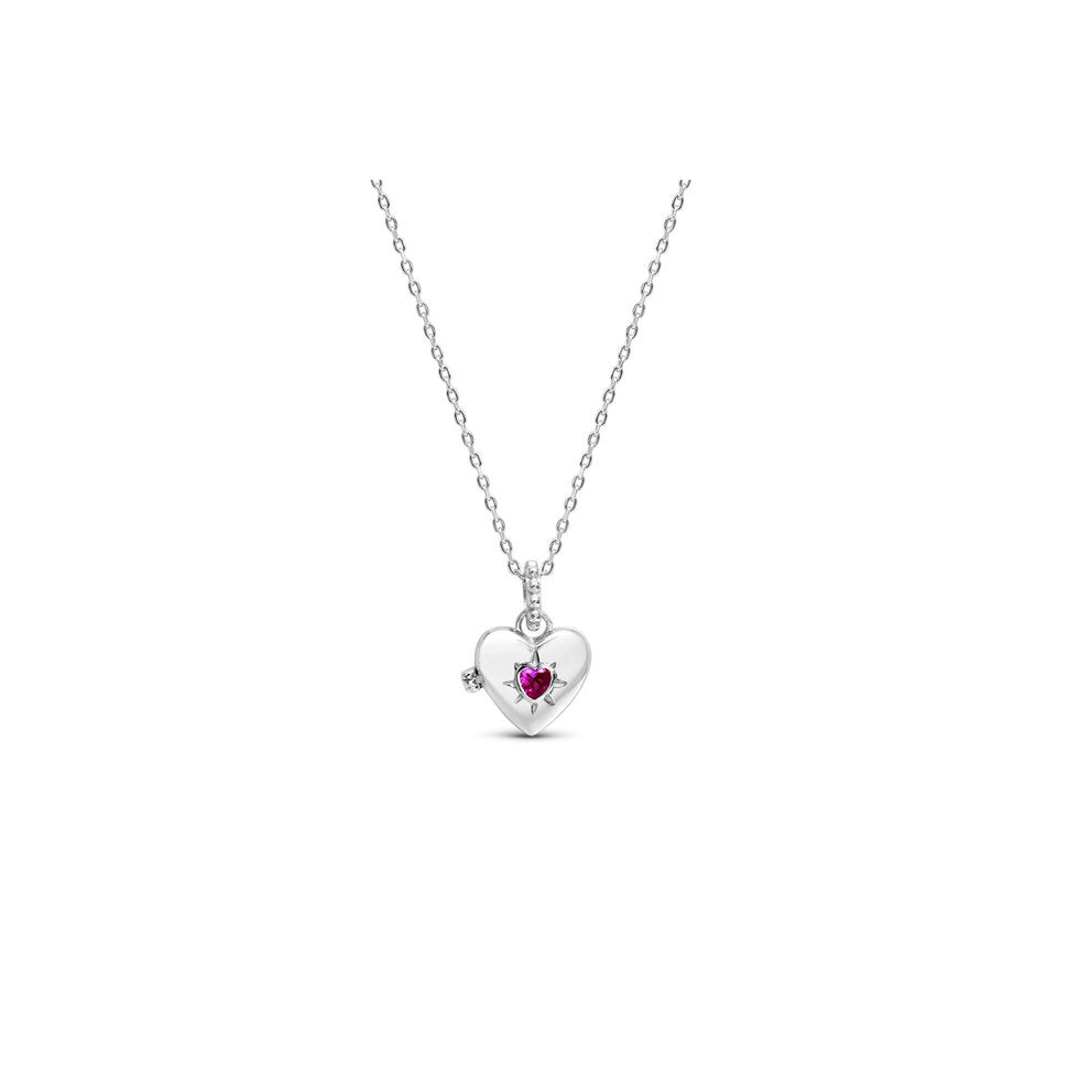 Locket with Heart CZ Bezel Necklace