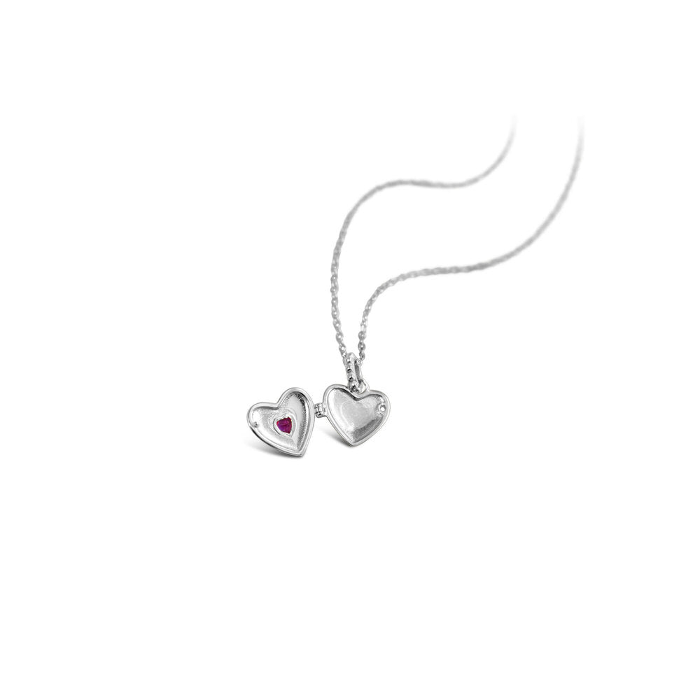 Locket with Heart CZ Bezel Necklace