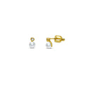 CZ Bezel & Pearl Stud Earrings