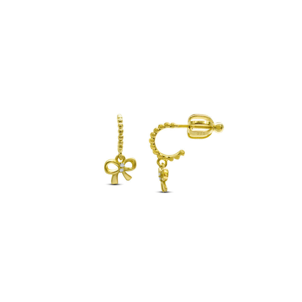 Half Hoop Earrings with Dangle Bow
