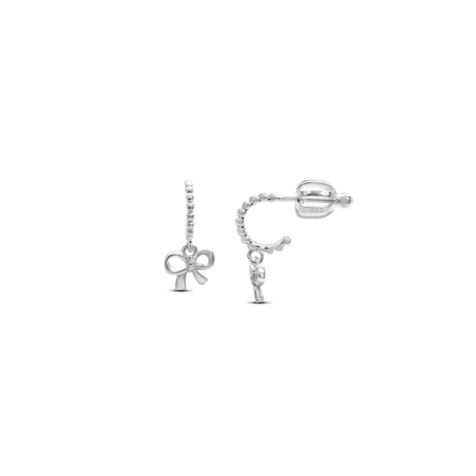 Half Hoop Earrings with Dangle Bow