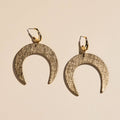 Vintage Bronze Sierra Leather Crescent Earrings: Gold