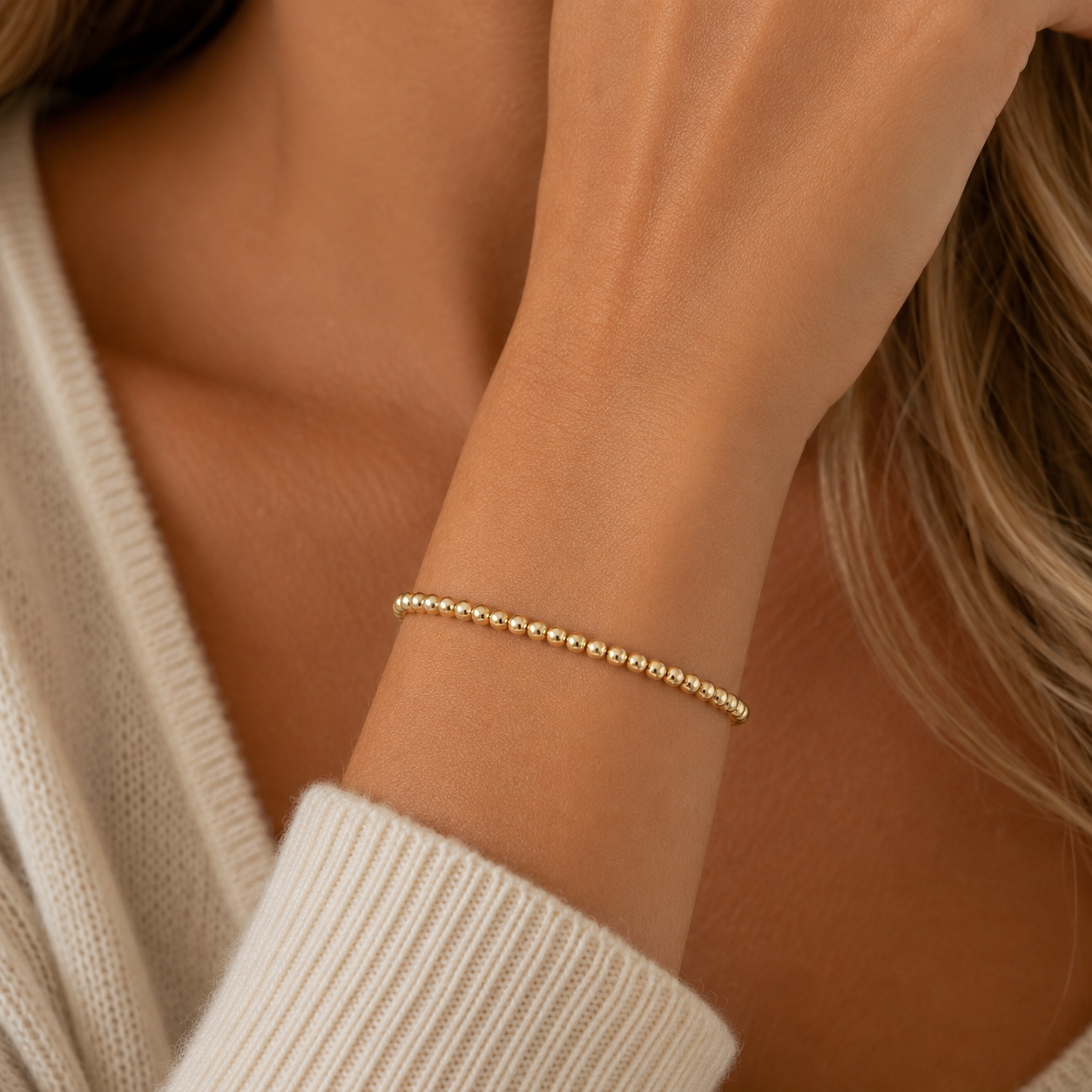 3mm Gold Filled Karma waterproof bracelet: 6.5"