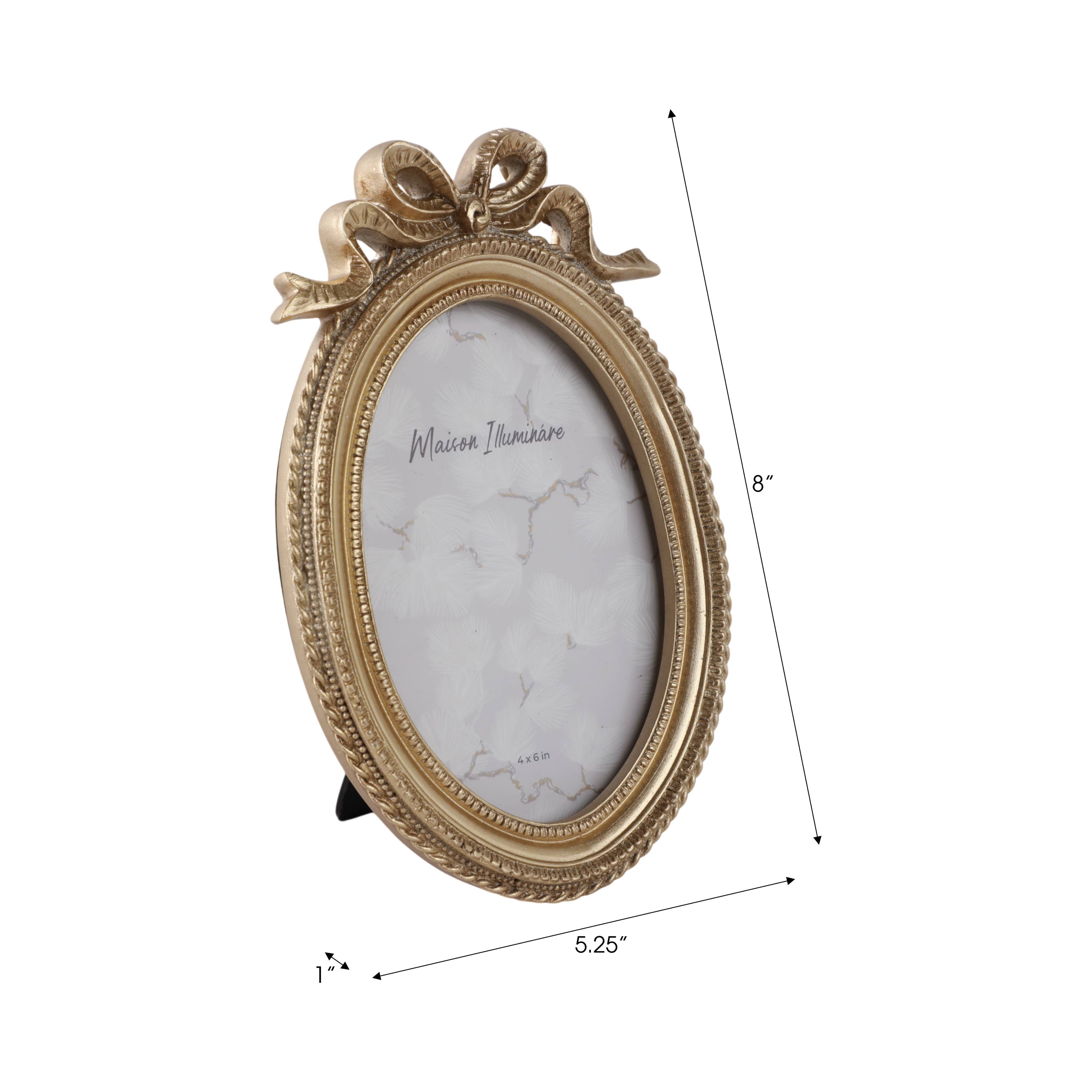 Photo Frame - Gold Polyresin Oval Coquette with Bow, 4x6 in.