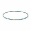 2mm Newport PALE TURQUOISE Blue + Gold Filled Waterproof Bracelet: 6.5