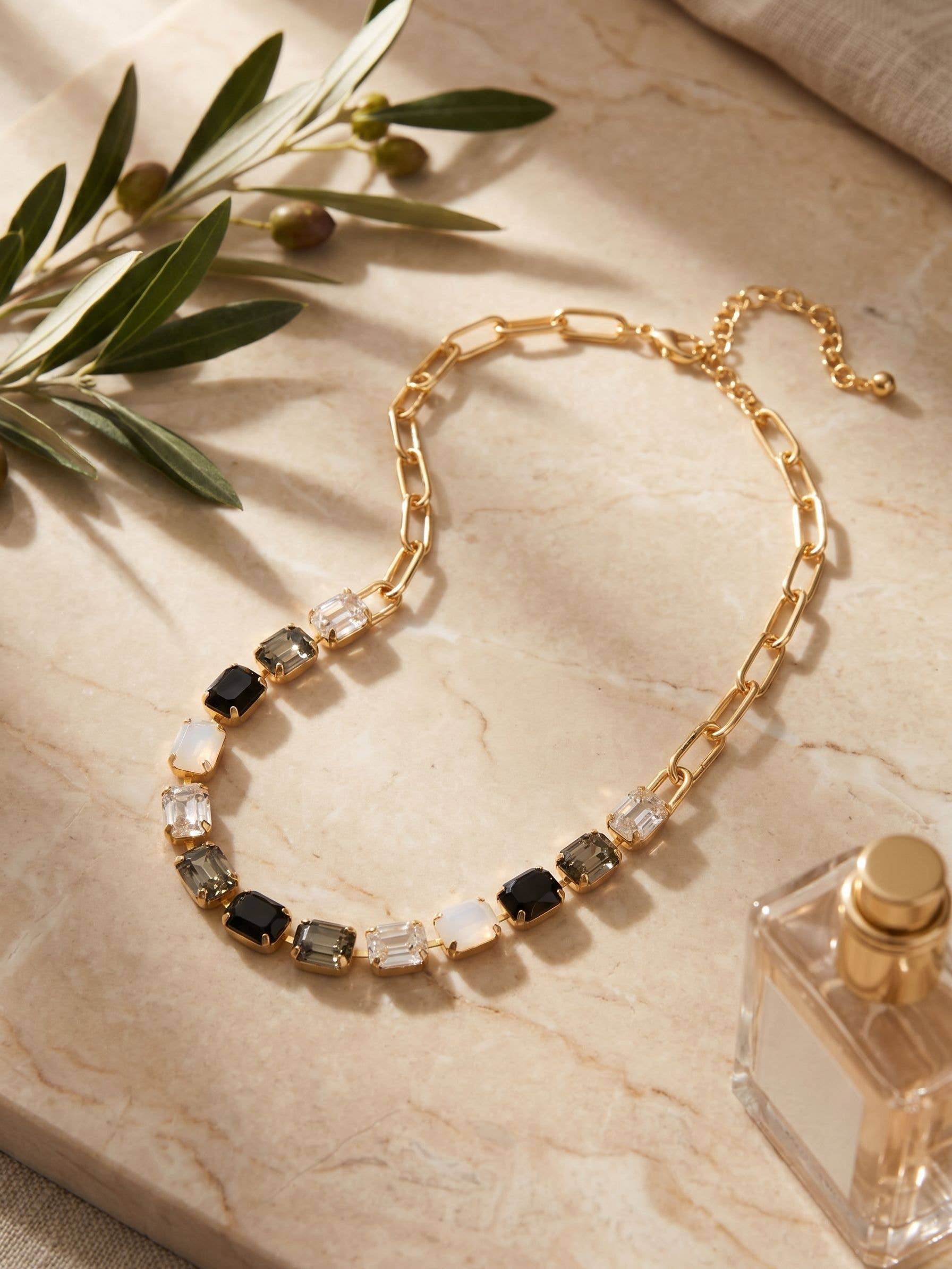 Octavia Paperclip Tennis Necklace - NFZ3BGSNI: Black