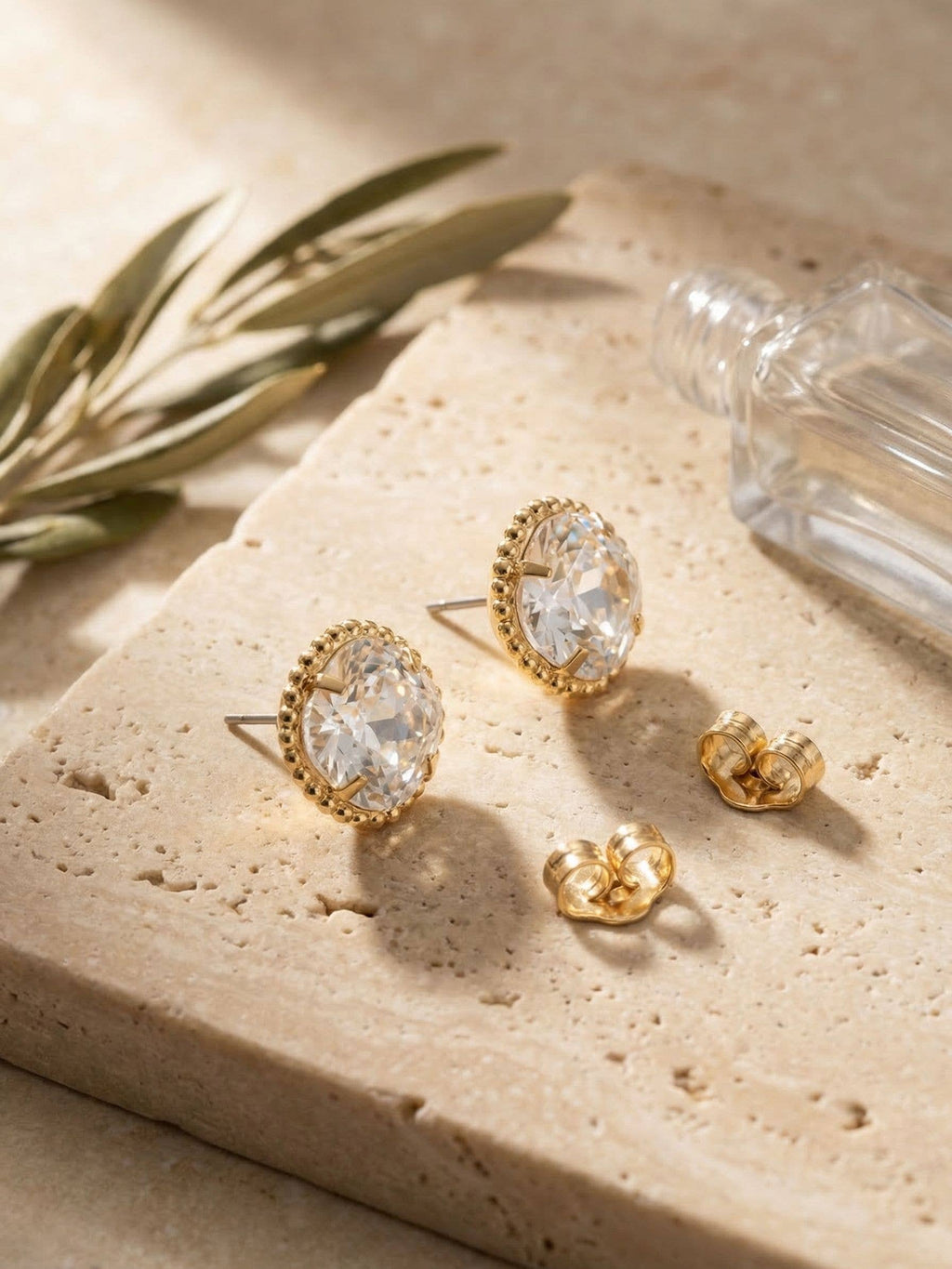Cushion-Cut Solitaire Stud Earrings - EBX10BGCRY: Clear