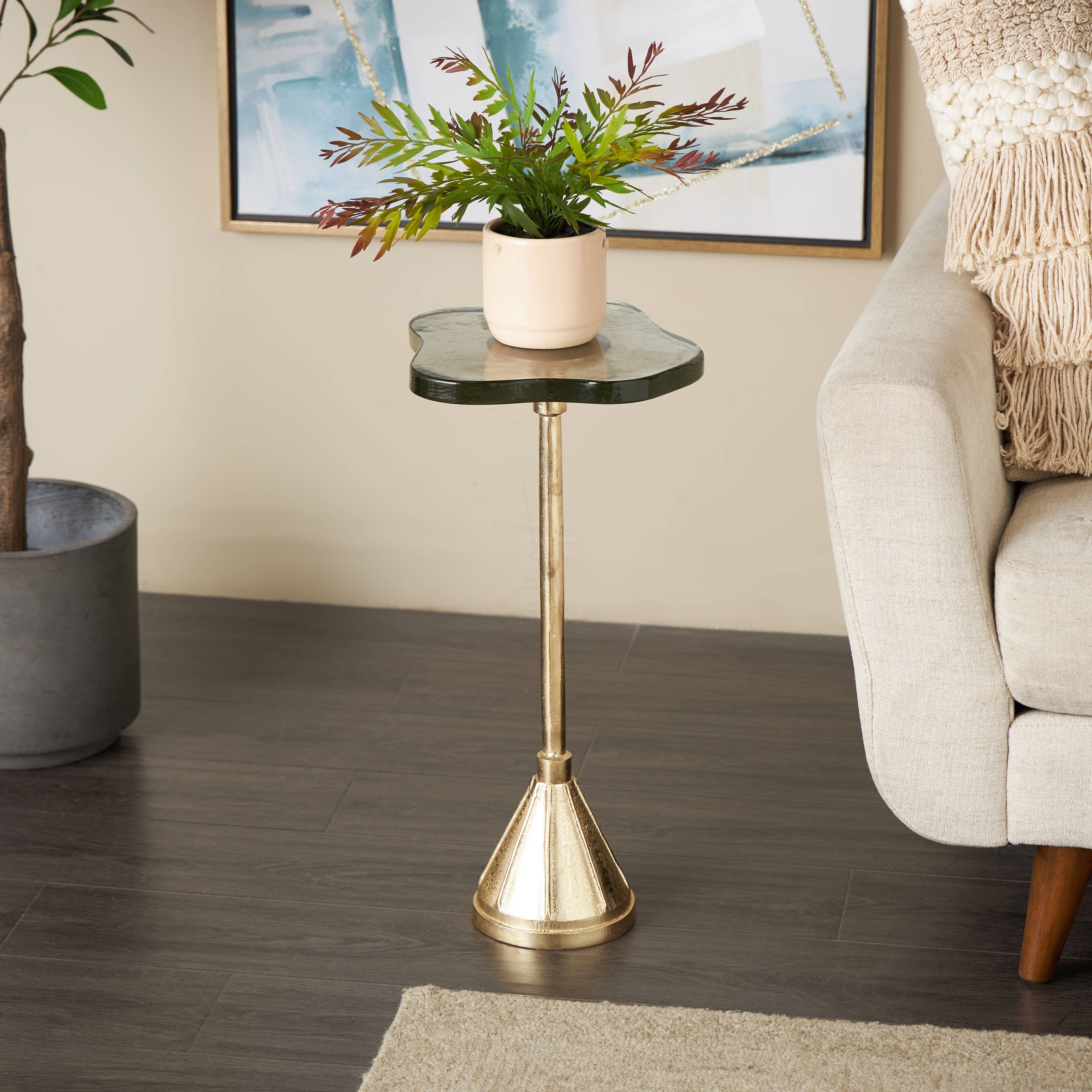 Contemporary Gold Aluminum Metal Accent Table - 898963