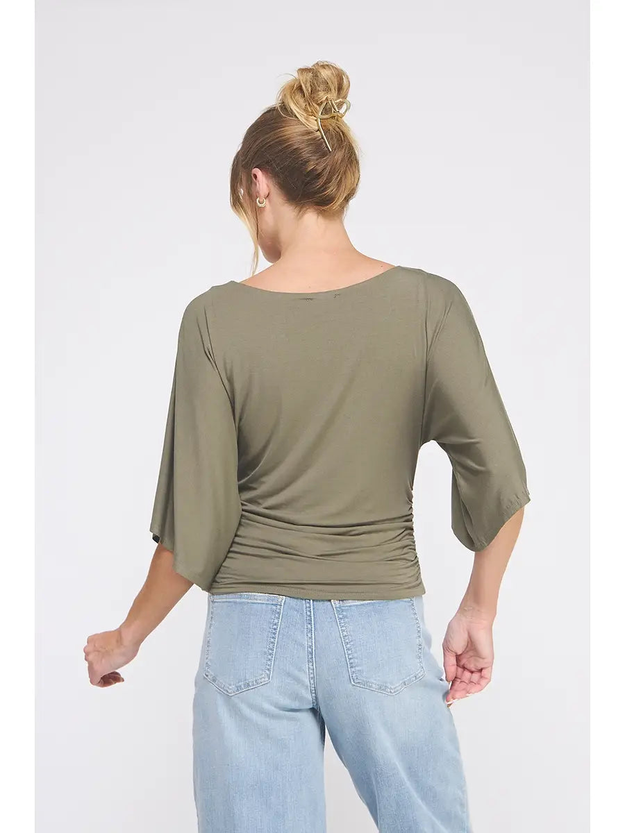 Angel Sleeve Cinch Side Top