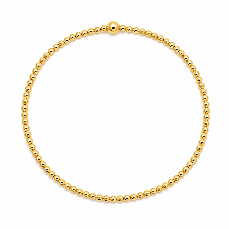 2mm Gold Filled Waterproof Karma bracelet (with single 4mm): 6.5 inch