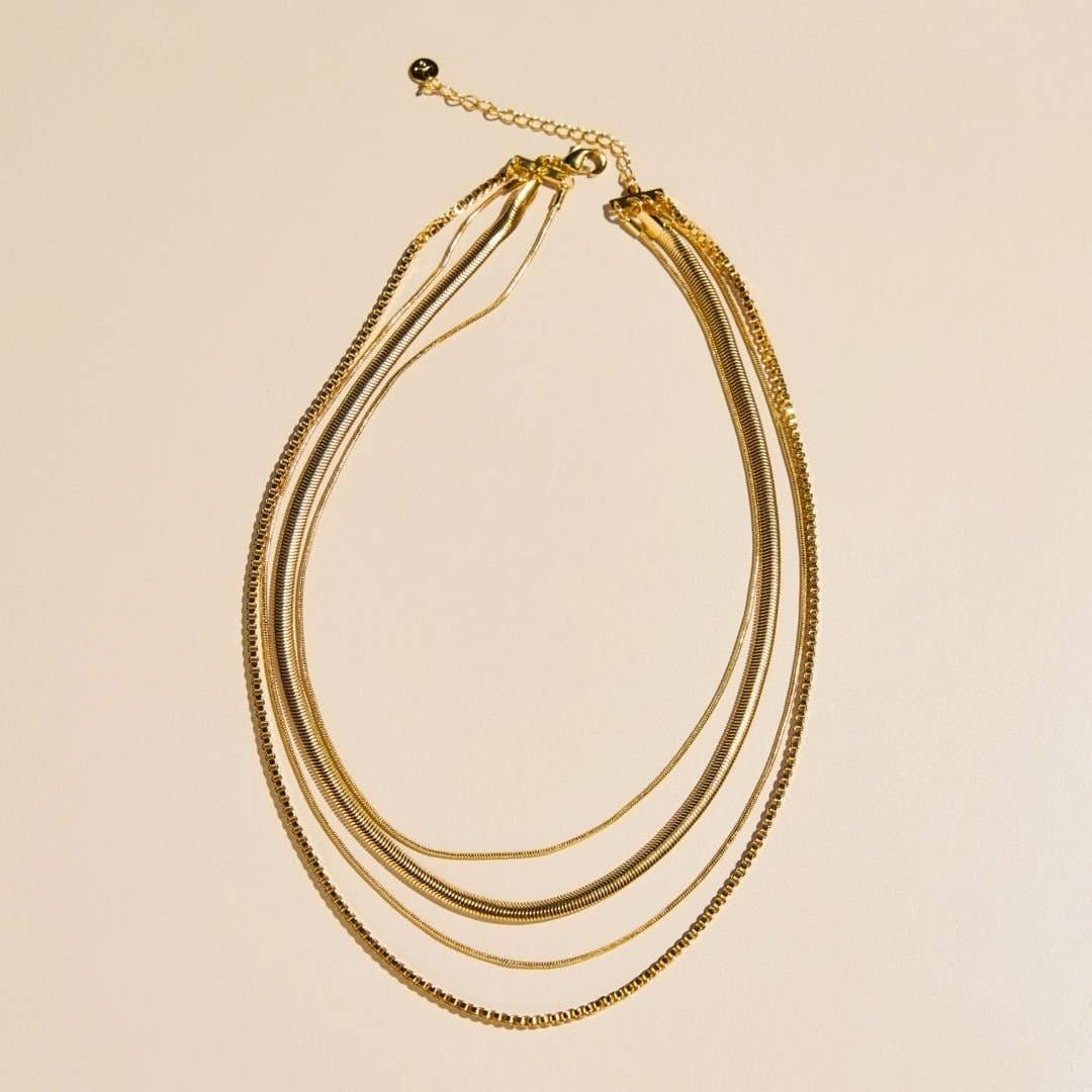 Gold Layered Waterproof Mixed Chain Necklace Set