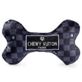 Black Checker Chewy Vuiton Bone  | Squeaker Dog Toy: Large