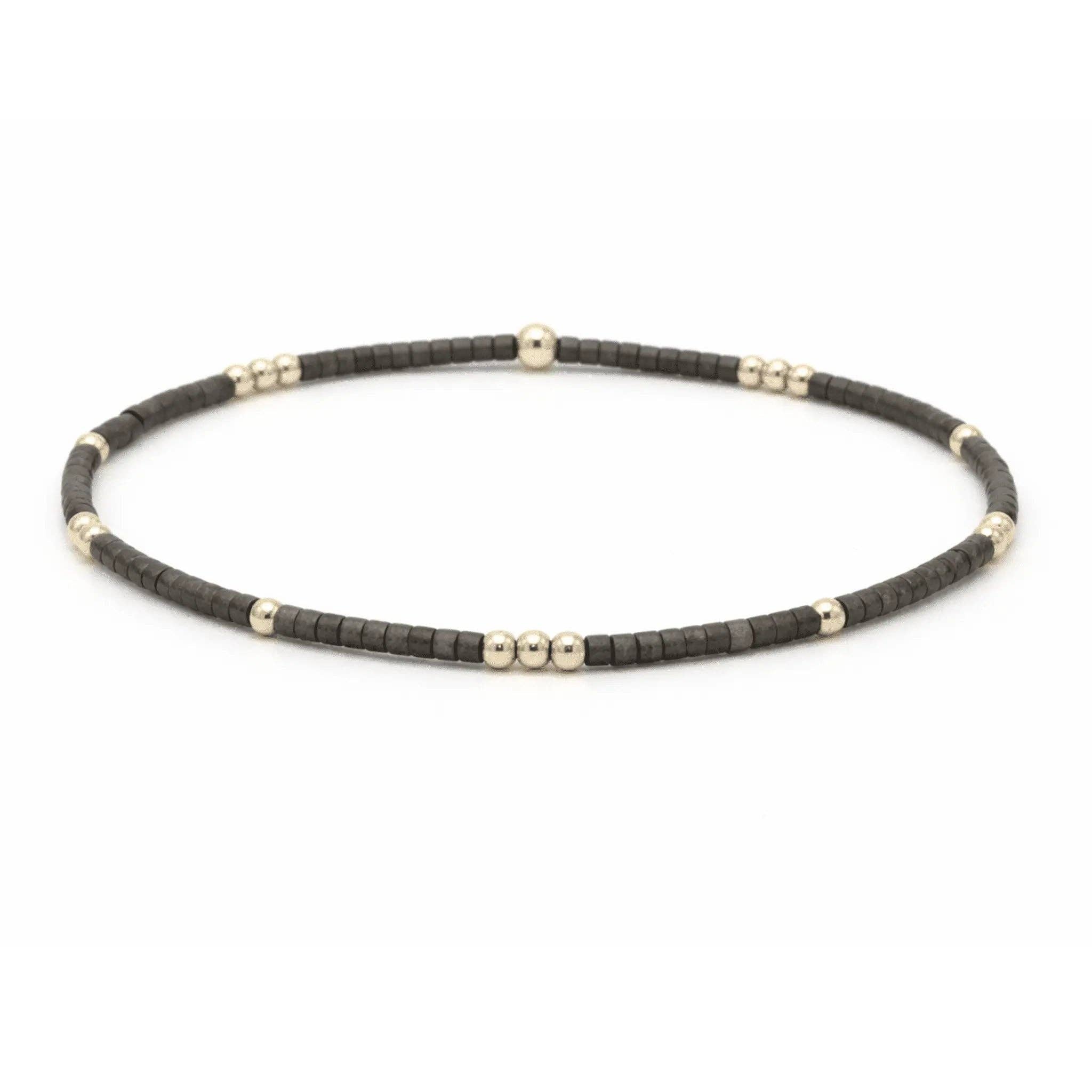 2mm Newport GRAPHITE + Gold Filled Waterproof Bracelet: 6.5"