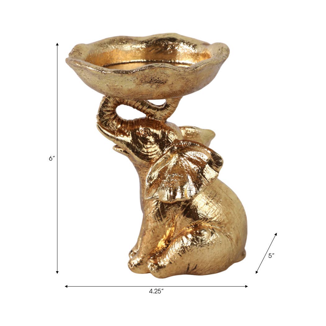 Decorative Bowl - Gold Resin Elephant Trunk, 6 in.