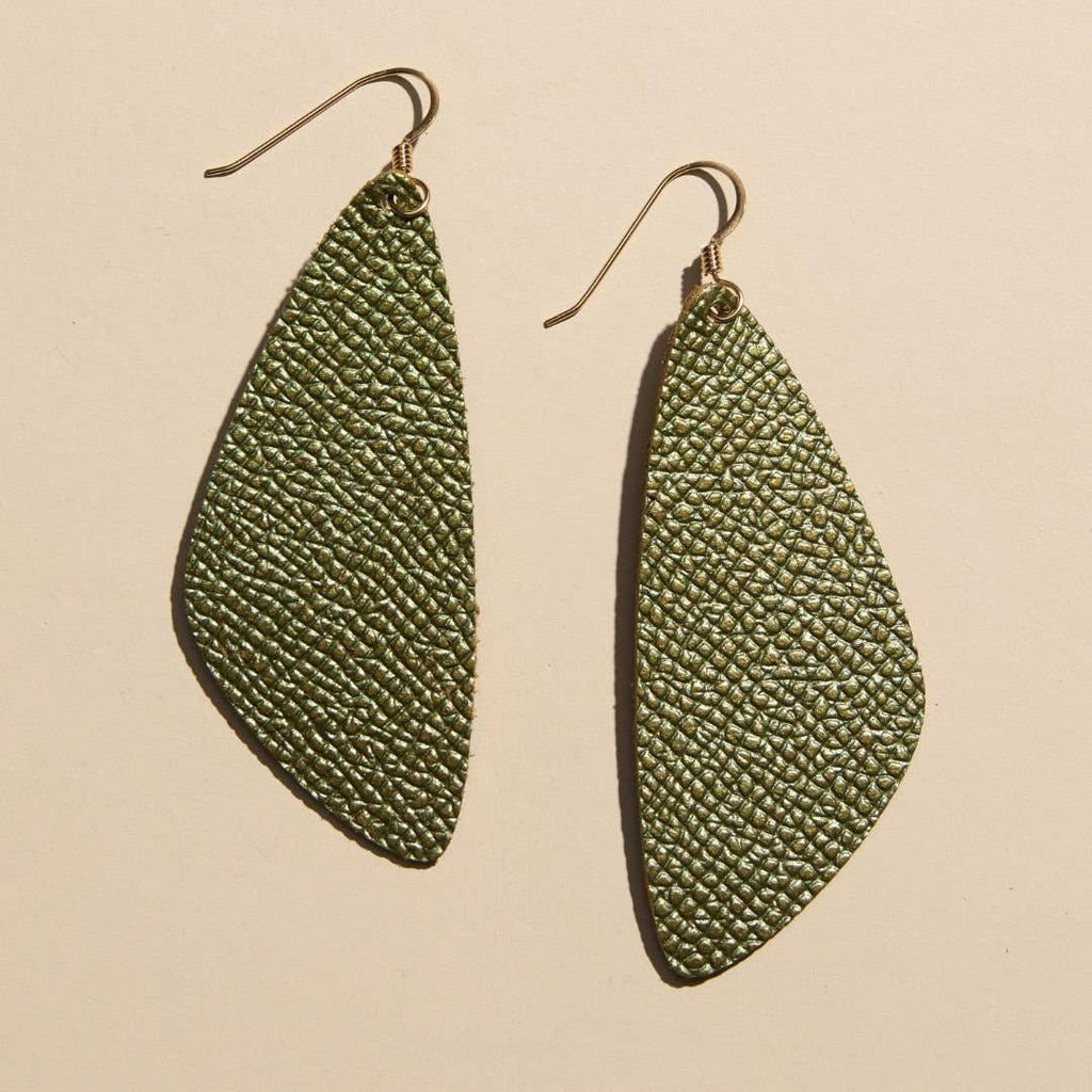 Metallic Moss Evie Leather Earrings
