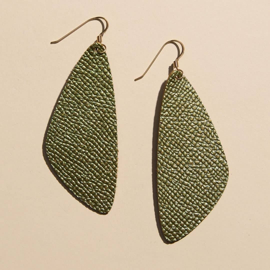 Metallic Moss Evie Leather Earrings