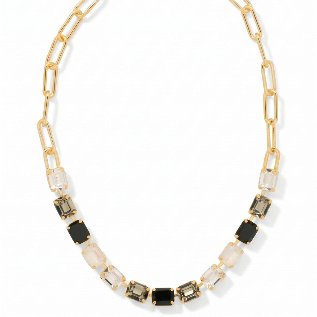 Octavia Paperclip Tennis Necklace - NFZ3BGSNI: Black