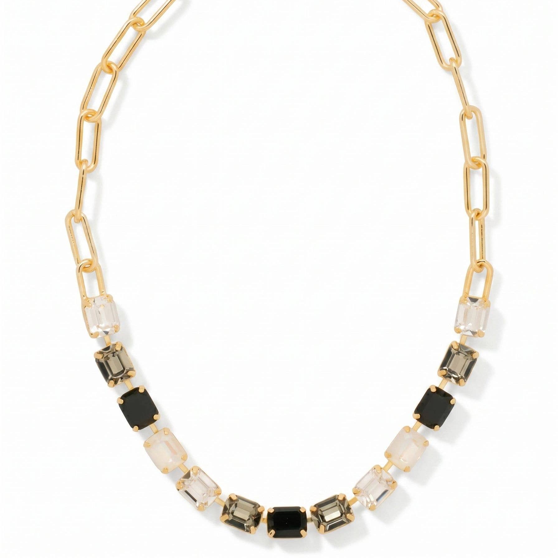 Octavia Paperclip Tennis Necklace - NFZ3BGSNI: Black