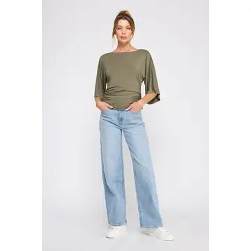 Angel Sleeve Cinch Side Top