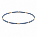 2mm Newport STEEL BLUE + Gold Filled Waterproof Bracelet: 6.5