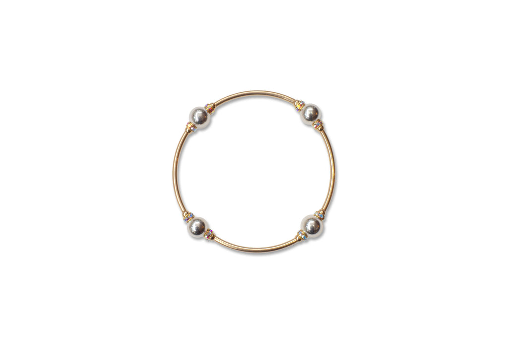 8mm Crystal Sterling Silver and Gold Blessing Bracelet: S
