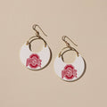 White Ohio State University Nina Leather Hoop Earrings: Silver