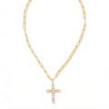 Cross Paperclip Pendant Necklace - NFZ11BGCRY: Clear