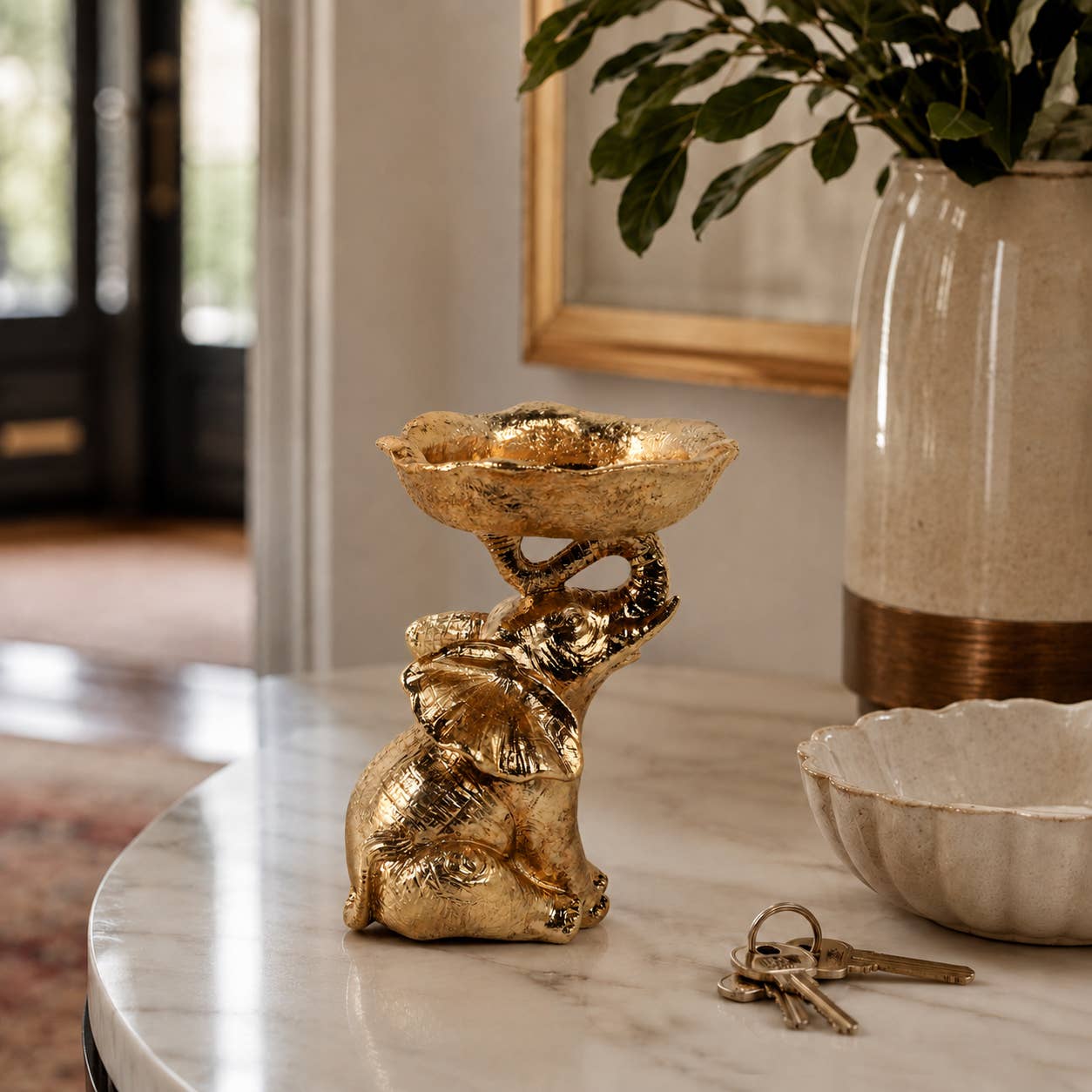 Decorative Bowl - Gold Resin Elephant Trunk, 6 in.