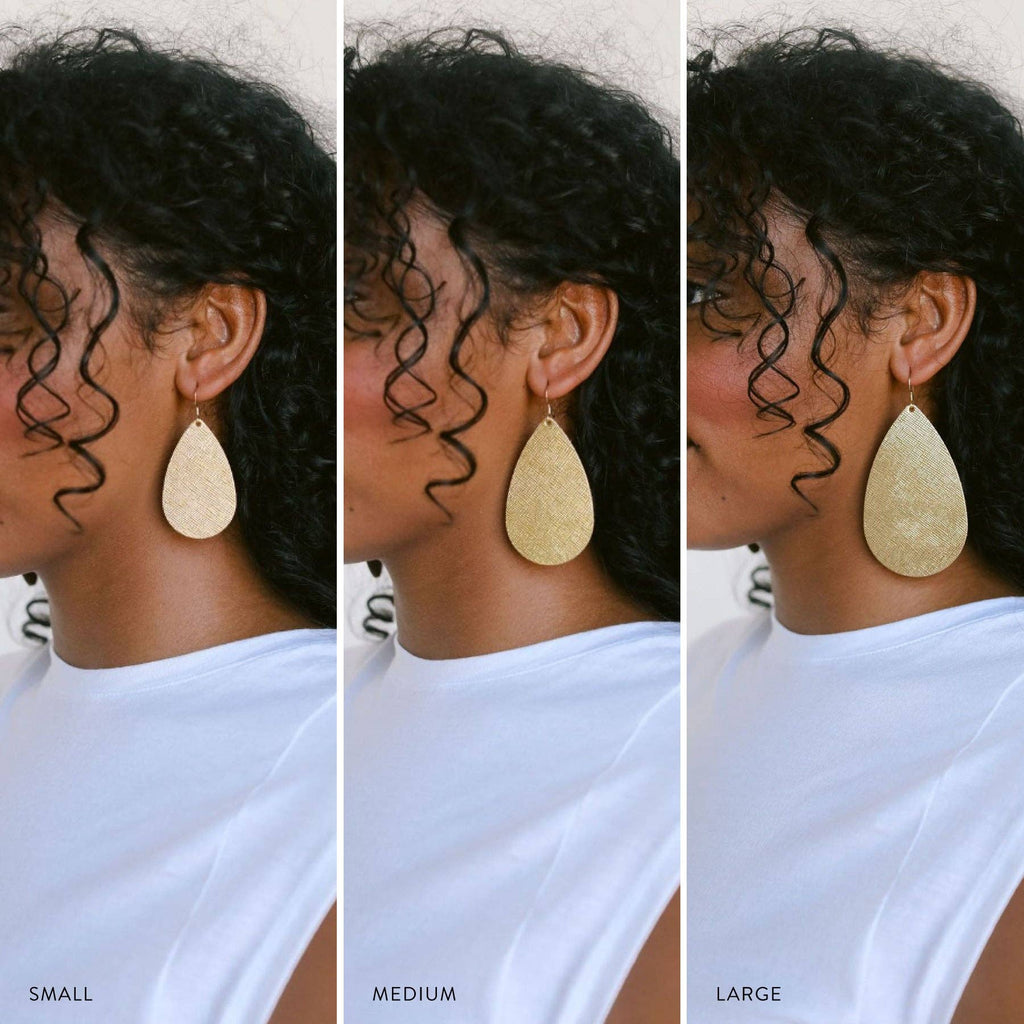 Mocha Suede Leather Teardrop Earrings: M