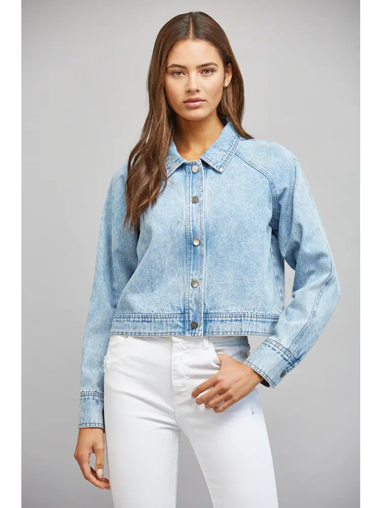 Washed Denim Cropped Jacket