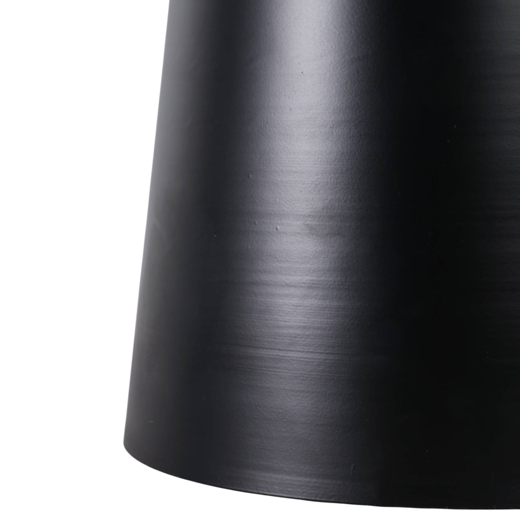 Side Table - Black Marble Round Top Metal Drum Base, 20 in.