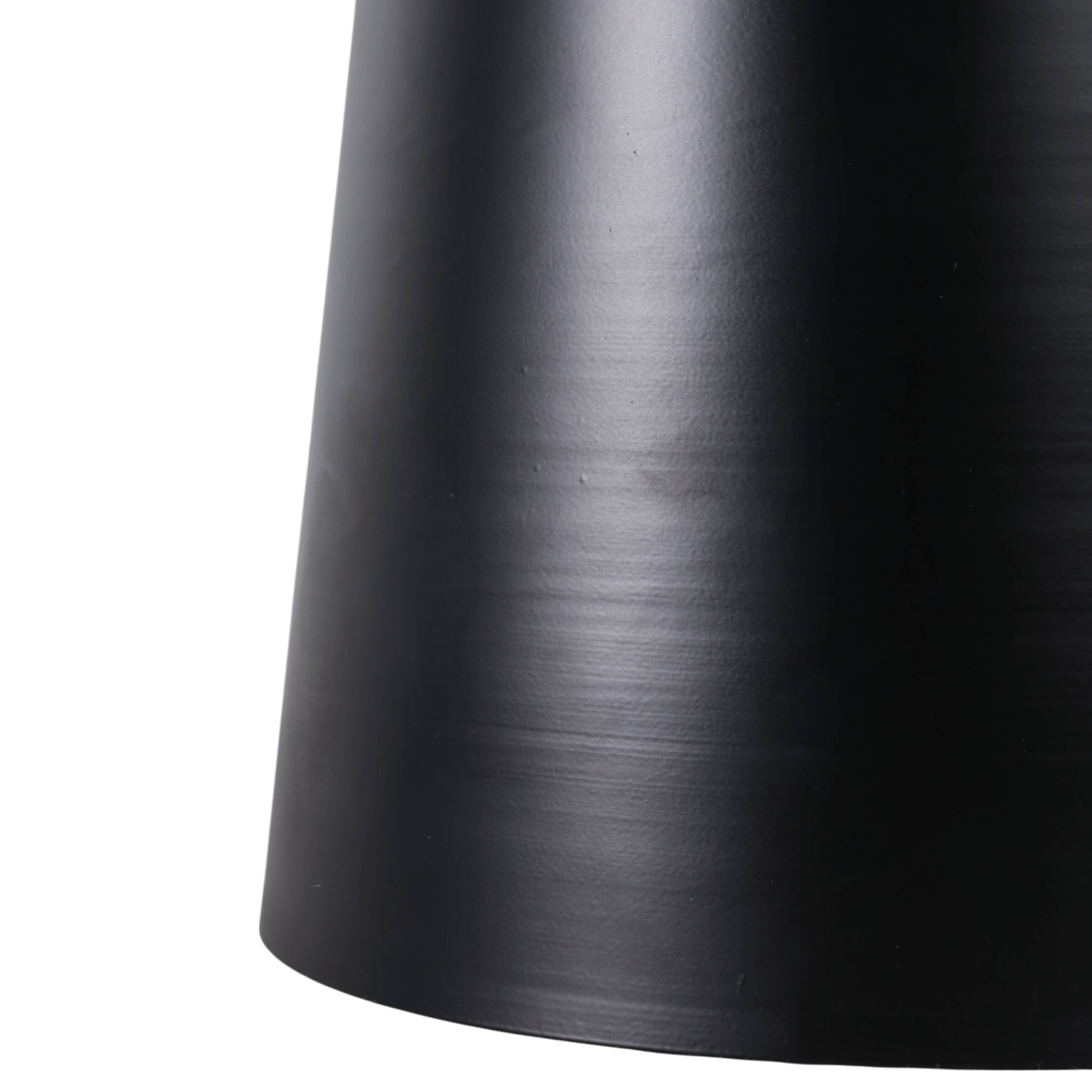 Side Table - Black Marble Round Top Metal Drum Base, 20 in.