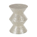 Modern and Contemporary Cream Capiz Shell Accent Table: 16"W, 22"H