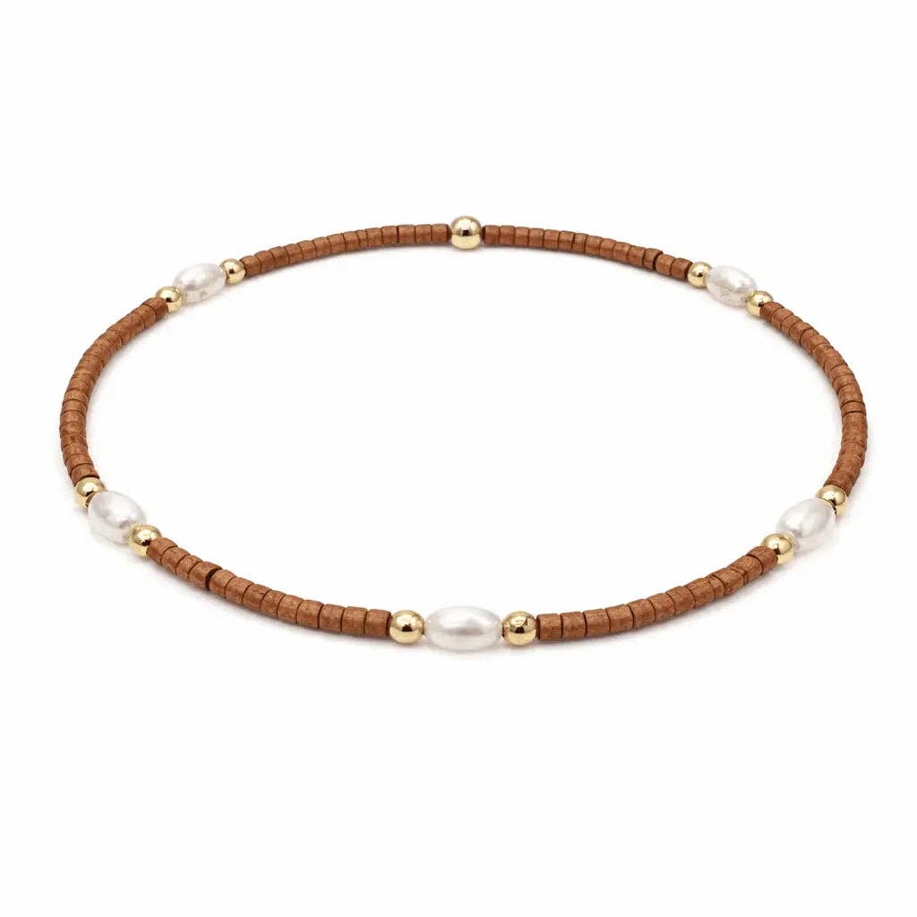 Game Day – Pearl, Burnt Orange & Gold Waterproof Bracelets
