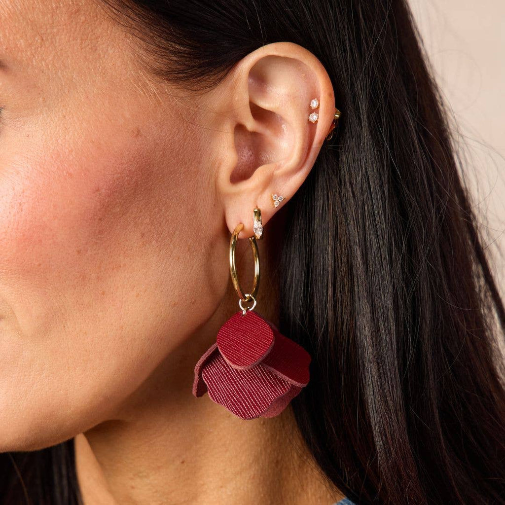 Merlot Margot Petal Hoop Earrings: Gold
